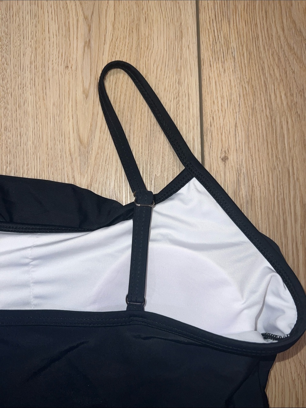 Black Ruffle Swim Cami with Adjustable Straps - Picture 6 of 8